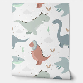 Papel Pintado Cute Pastel Dinosaurio Bebé Nursera Peel & Stick