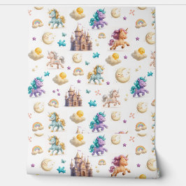 Papel Pintado Cute Pastel Unicornios y Castles Fantasy