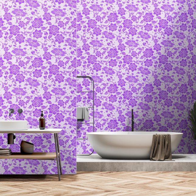 Papel Pintado Cute Purple Floral Lace (Baño)