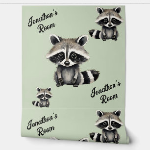 Papel Pintado Cute Raccoon Boys Dormitorio