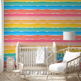 Papel Pintado Cute Rainbow Striped Pattern Niños sala de guarder