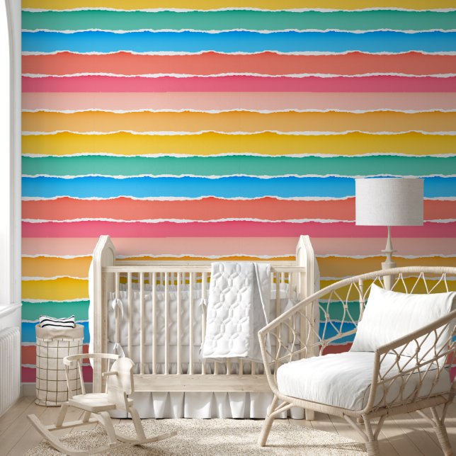 Papel Pintado Cute Rainbow Striped Pattern Niños sala de guarder (Niños)