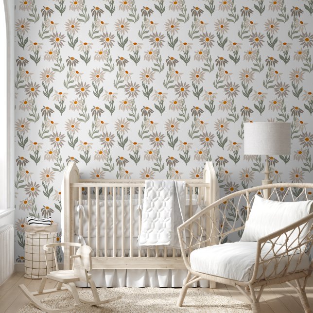Papel Pintado Cute Retro Daises Patrón Floral (Niños)