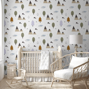Papel Pintado Cute Simple Mountain Tree Forest Moderno Boy