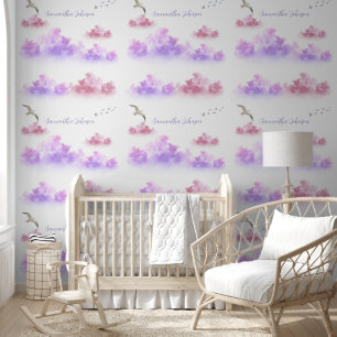 Papel Pintado Cute sky pink white clouds