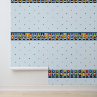 Papel Pintado Cute Toy Soldier Nursery Border on Soft Blue