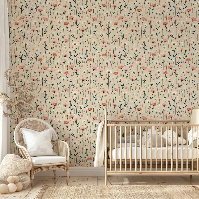 Papel Pintado Cute Whimsical Daisy Wildflower Baby Nursery (Subido por el creador)