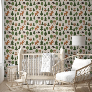 Papel Pintado Cute Woodland Forest Animals Kids Nursery Room