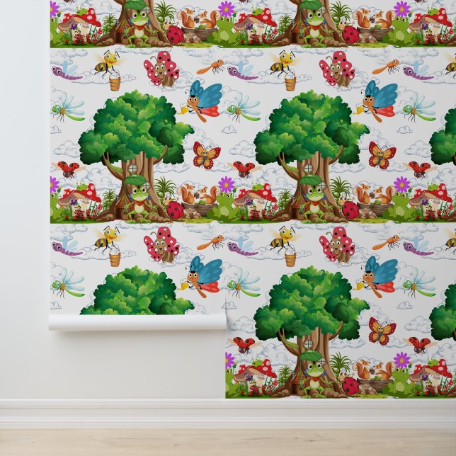 Papel Pintado Cute Woodland Insects & Frog Treehouse Kids (Solicitud)