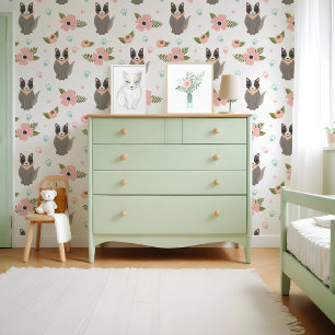 Papel Pintado Cuto Kitty Cat Paw Imprimir Patrón Floral