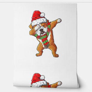 Papel Pintado Dabbing Bulldog inglés Santa Navidades Regalos a l