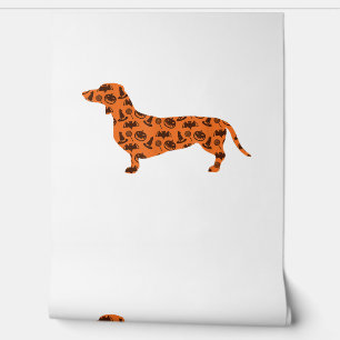 Papel Pintado Dachshund Pumpkin Bruja Gracioso Halloween