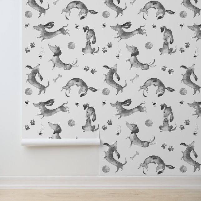 Papel Pintado Dachshund Puppy Dog Pintas De Pata De Perro Bee Bl (Solicitud)