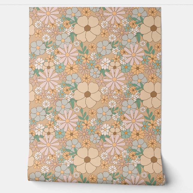 PAPEL PINTADO DAISIES BOHO FLOWERS SEAMLESS (Desenrollar)
