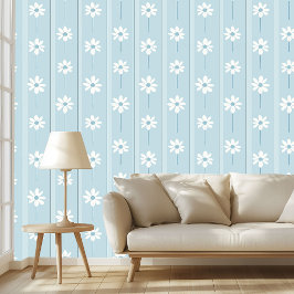 Papel Pintado Daisy Azul Polvoriento Diseño Floral Elegante Sin 