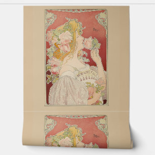 Papel Pintado Dama Art Nouveau Belle Époque Rosas Livemont
