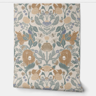 Papel Pintado Damasco de impresión de bloques de bosques de Beig