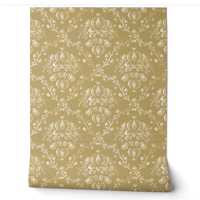 Papel Pintado Damasco marrón de cacao (Desenrollar)