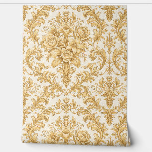 Papel Pintado Damask Floral Dorado