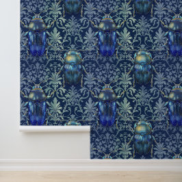 Papel Pintado Damask textura de lujo del insecto azul verde