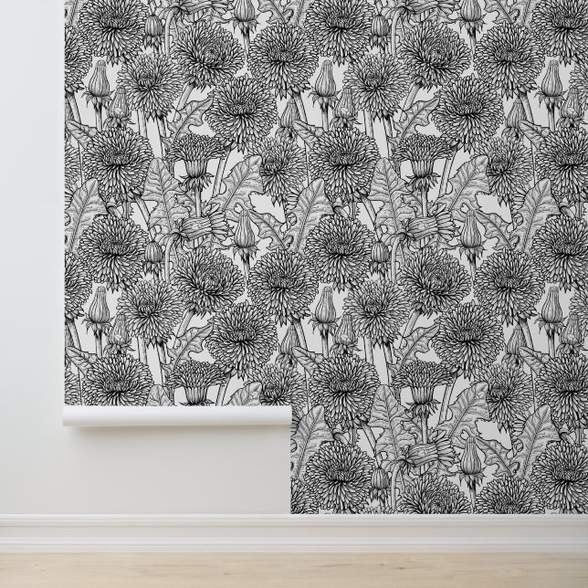Papel Pintado Dandelions, negro y blanco (Solicitud)