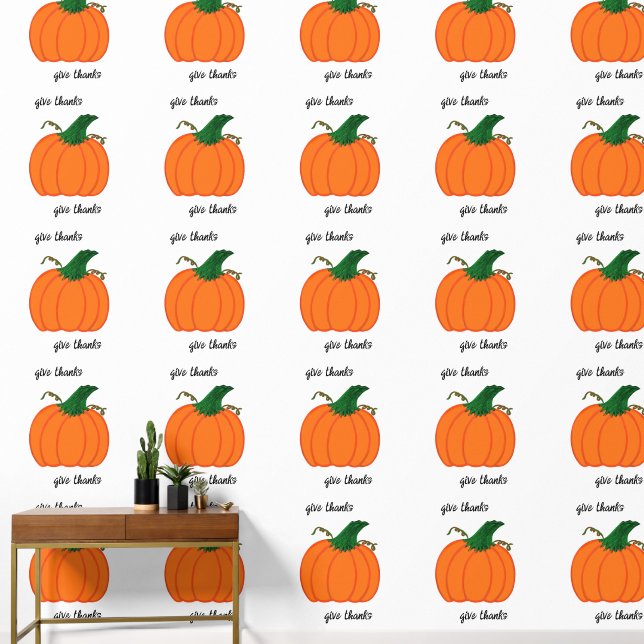 Papel Pintado Dar las gracias a la calabaza Naranja (Pasillo)