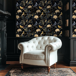 Papel Pintado Dark Academia Floral Chinoiserie Estilo Fondo de e