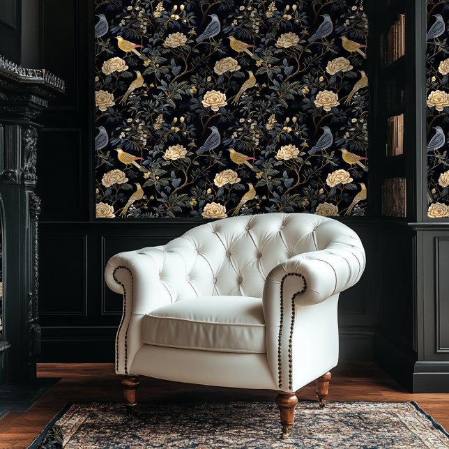 Papel Pintado Dark Academia Floral Chinoiserie Estilo Fondo de e (Subido por el creador)