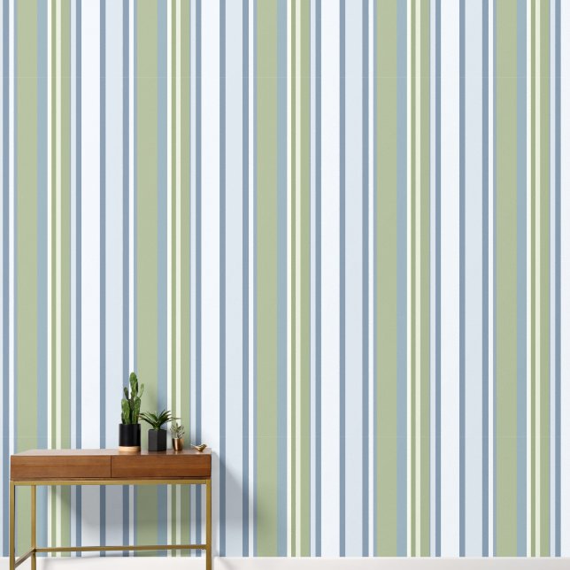 Papel Pintado Dark Pastel Blue and Spring Rain Stripes (Pasillo)