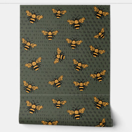 Papel pintado de abeja mezclada con verde oliva