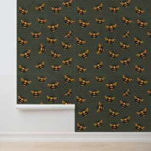 Papel pintado de abeja mezclada con verde oliva