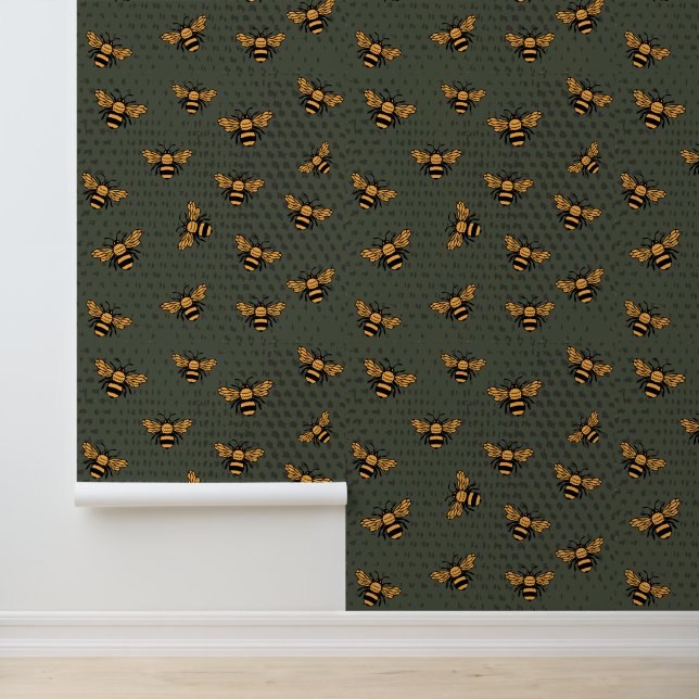Papel pintado de abeja mezclada con verde oliva (Solicitud)