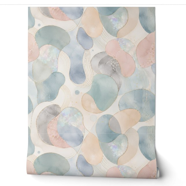 Papel pintado de acuarela con formas orgánicas Opa (Desenrollar)