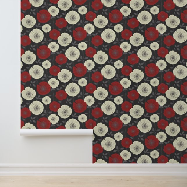 Papel pintado de amapolas Midnight Bloom (Solicitud)
