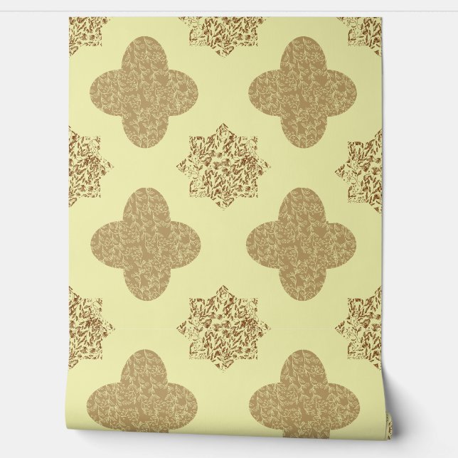 Papel pintado de arabesco floral marrón (Desenrollar)