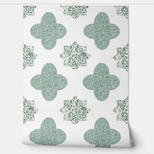 Papel pintado de arabesco floral verde