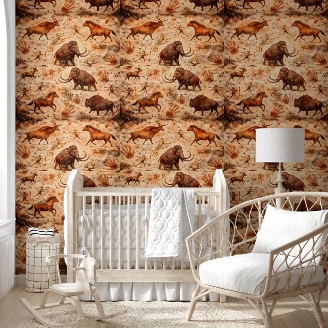 Papel pintado de arte rupestre prehistórico, mamut (Niños)