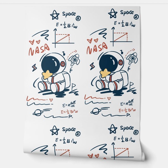 Papel pintado de astronauta espacial de dibujos an (Desenrollar)