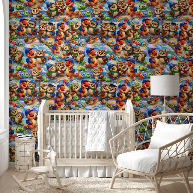 Papel pintado de aventura ABC, hoja de dinosaurio  (Niños)