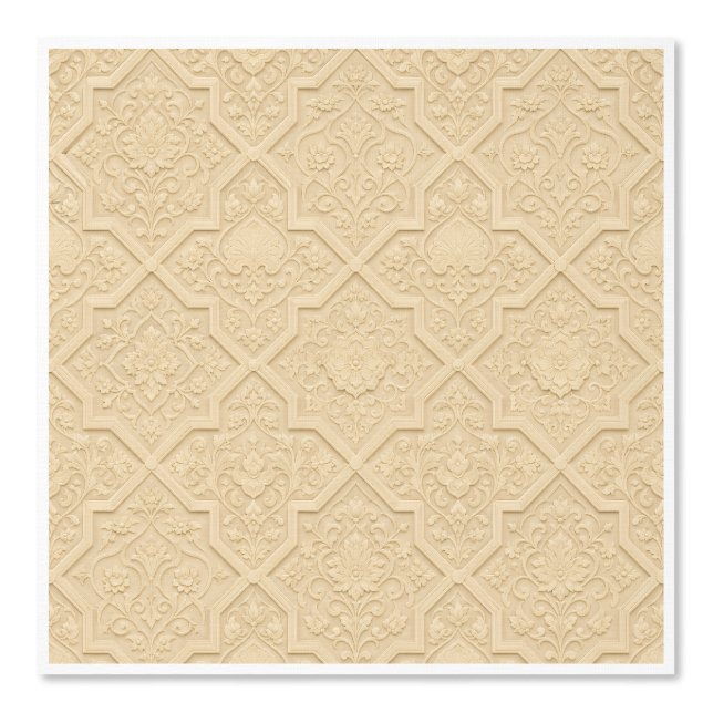 Papel pintado de baldosas florales persas de marfi (Anverso)