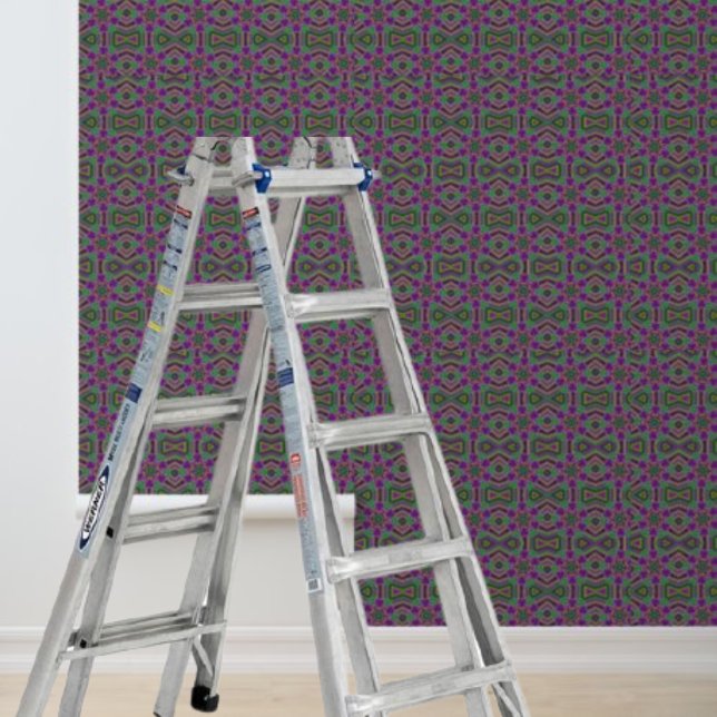 Papel pintado de color verde púrpura (Peel and stick wallpaper purple green yellow wallpaper)