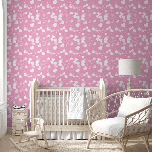 Papel pintado de corazones de amor blancos bonitos (Niños)