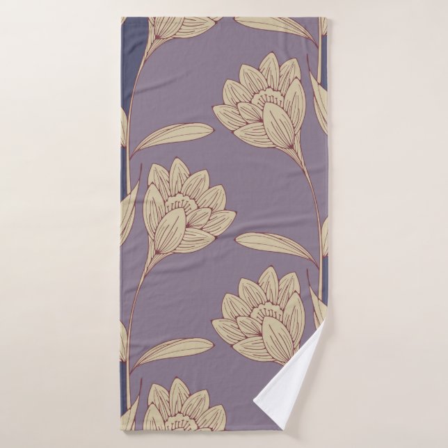 papel pintado de crocus floral retro en malva azul (Toalla de baño)