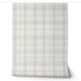 Papel pintado de cuadros azul suave y beige