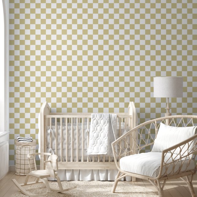 Papel pintado de cuadros beige neutro | Guardería  (Niños)