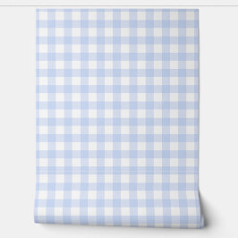 Papel pintado de cuadros de gingham azul suave
