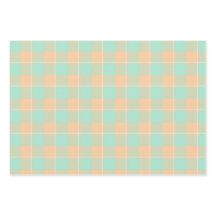 Papel pintado de cuadros en verde Padua y melocotó