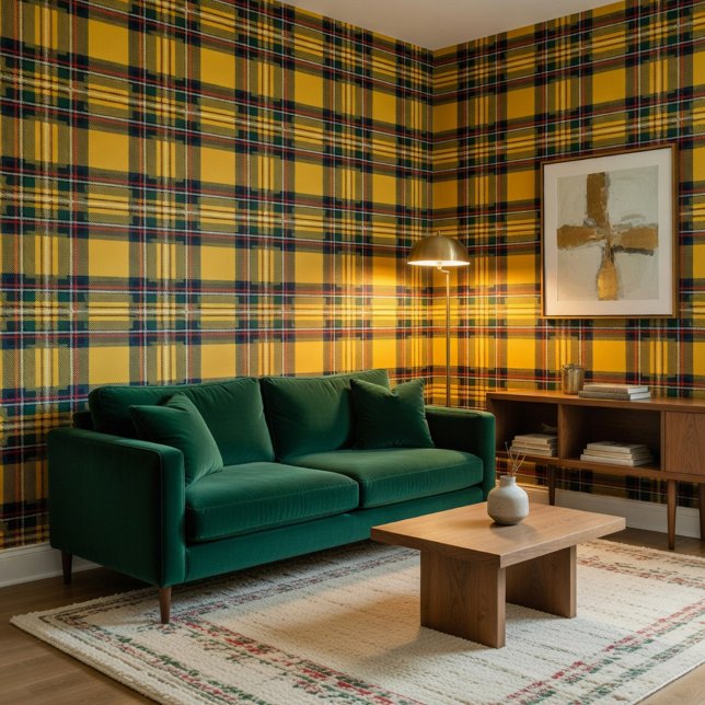 Papel pintado de cuadros escoceses amarillo tartán (Subido por el creador)