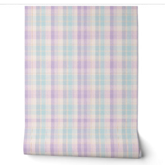 Papel pintado de cuadros escoceses de lavanda azul
