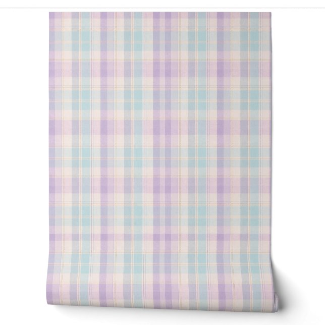Papel pintado de cuadros escoceses de lavanda azul (Desenrollar)